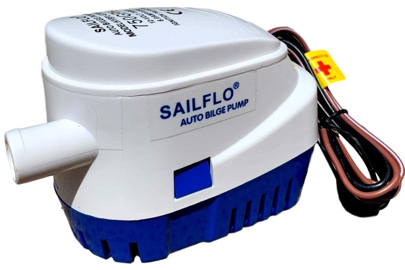 SAILFLO Automatic Bilge Pump for Boats 750 GPH (3/4" Hose Outlet) 12 Volt Auto Bilge Pump with Built-In Float Switch